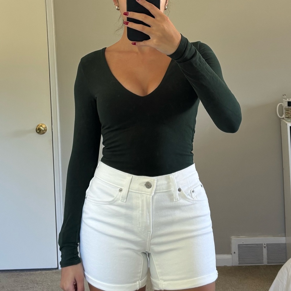 Abercrombie & Fitch Dark Green V-Neck Bodysuit